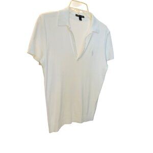 Ralph Lauren black label split neck top large white